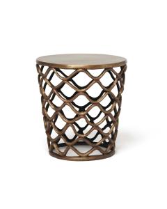 Lattice Accent Table - Antique Brass