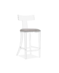 Tristan Klismos Bar Stool - Grey Velvet